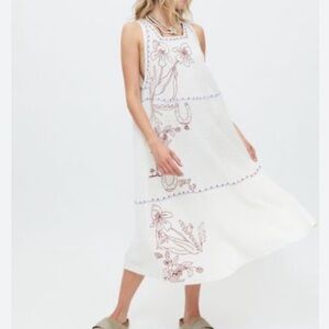 Kimchi Blue White Dress with Pink Embroidery